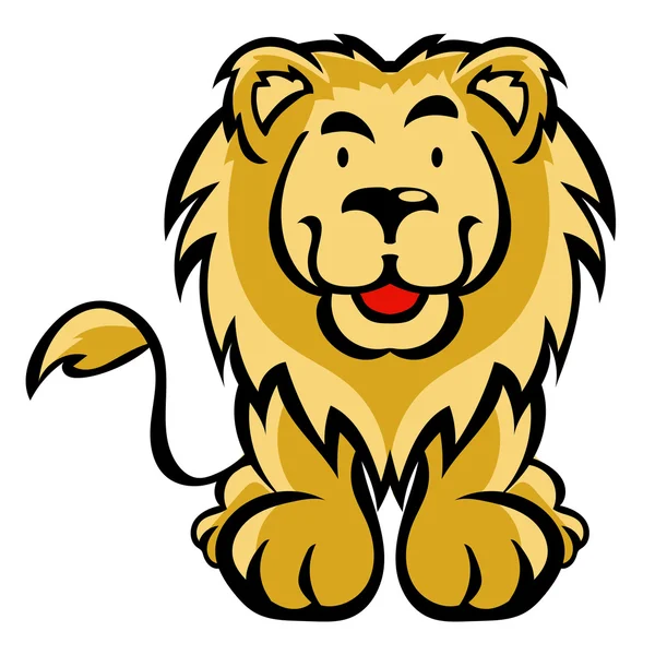 Sevimli aslan izole üzerinde beyaz arka plan olarak paket tasarım karikatür.