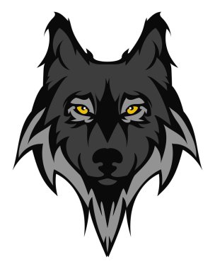 Güzel bir kurt dövmesi. Vector Wolf 'un kafası izole edilmiş bir arka planda tasarım elementi.