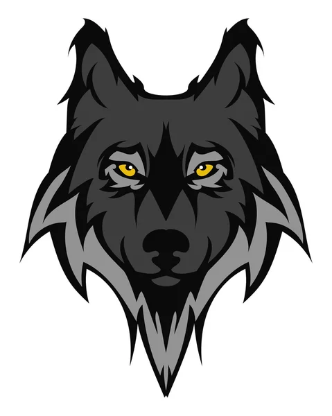 Mooie wolf tattoo.Vector wolf 's hoofd als een ontwerp element op geïsoleerde achtergrond — Stockvector