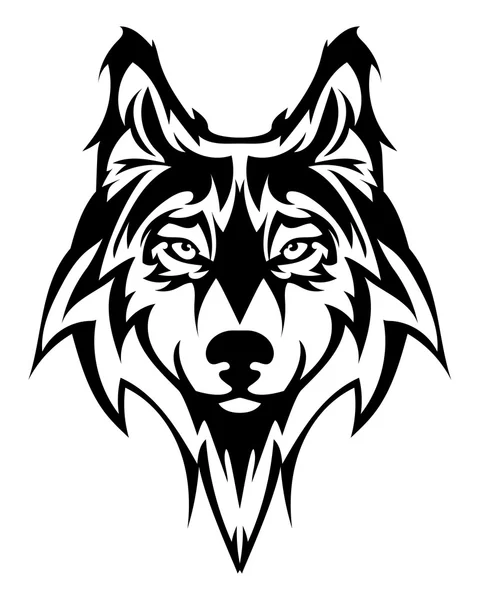 Mooie albino wolf tattoo. Wolf's hoofd vector als een ontwerpelement op geïsoleerde achtergrond — Stockvector