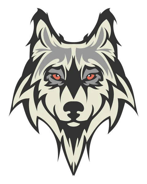 아름 다운 알 비 노 늑대 문신입니다. 격리 된 배경 디자인 요소로 늑대의 머리를 벡터 — 스톡 벡터