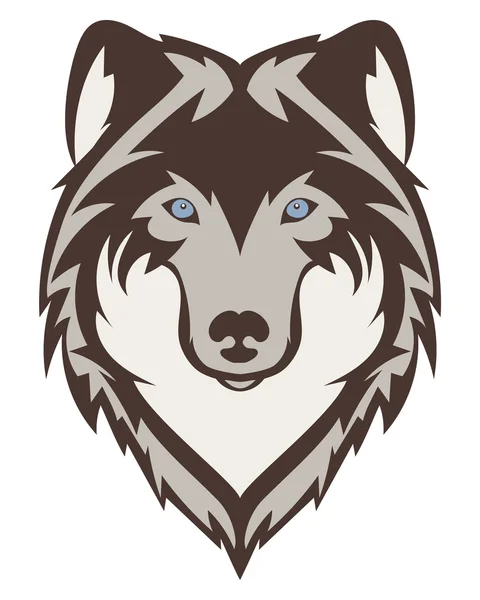 Hermosa cabeza de lobo tattoo.Vector como elemento de diseño sobre fondo aislado — Archivo Imágenes Vectoriales