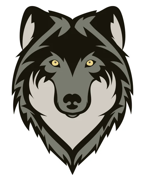 Güzel bir kurt dövmesi. Vector Wolf 'un kafası izole edilmiş bir arka planda tasarım elementi. — Stok Vektör