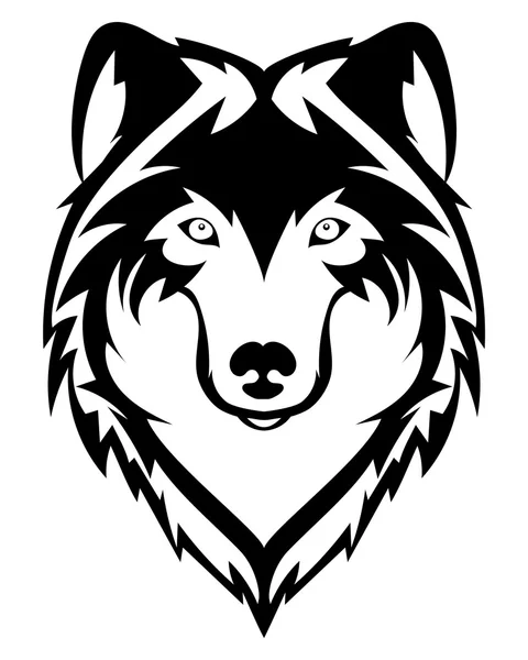 Beautiful wolf tattoo.Vector wolf's head as a design element on isolated background — Stock Vector