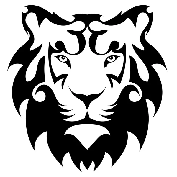 Cabeça de leão na forma de uma tatuagem estilizada — Vetor de Stock