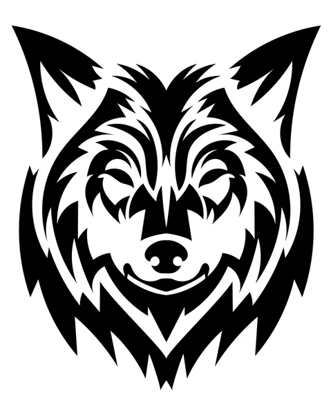 Mooie wolf tattoo.Vector wolf 's hoofd als een ontwerp element op geïsoleerde achtergrond — Stockvector