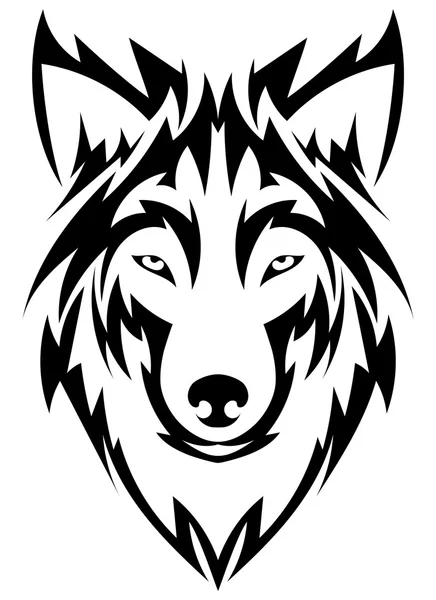 Mooie wolf tattoo. Wolf's hoofd vector als een ontwerpelement op geïsoleerde achtergrond — Stockvector