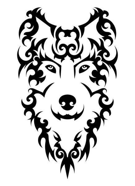 Beautiful wolf tattoo. Vector wolf's head as a design element on isolated background — Stock Vector