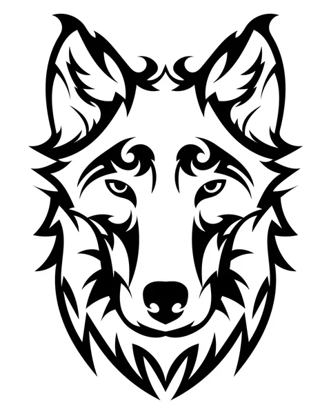 Schöne Wolf-Tätowierung.Vektor-Wolfskopf als Gestaltungselement auf isoliertem Hintergrund — Stockvektor