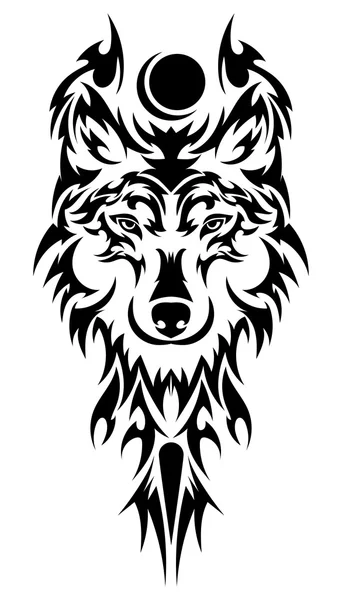 Hermoso tatuaje de lobo. Cabeza de lobo vectorial como elemento de diseño sobre fondo aislado — Archivo Imágenes Vectoriales