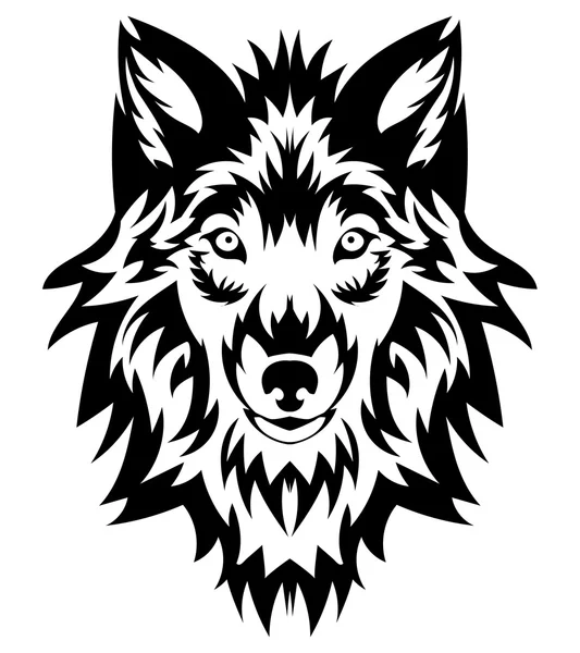 Hermosa cabeza de lobo tattoo.Vector como elemento de diseño sobre fondo aislado — Archivo Imágenes Vectoriales