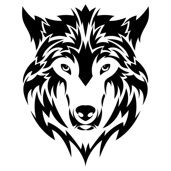 Bela tatuagem de lobo.Cabeça de lobo vetorial como um elemento de design em fundo isolado —  Vetores de Stock
