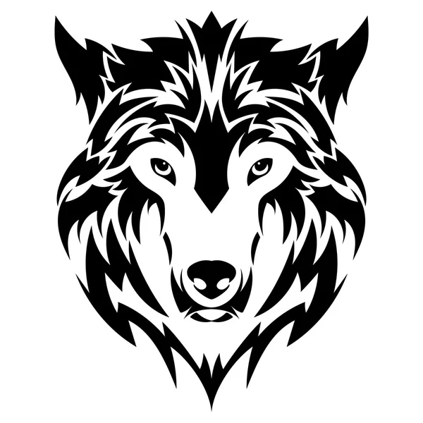 Hermosa cabeza de lobo tattoo.Vector como elemento de diseño sobre fondo aislado — Archivo Imágenes Vectoriales