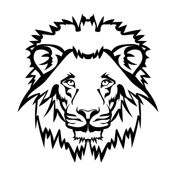Ilustracja wektorowa tatuaż twarz czarno-biały lew — Wektor stockowy