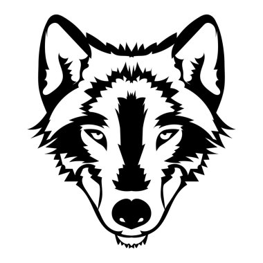 Kurt yüzü siyah beyaz dövme vektör çizim