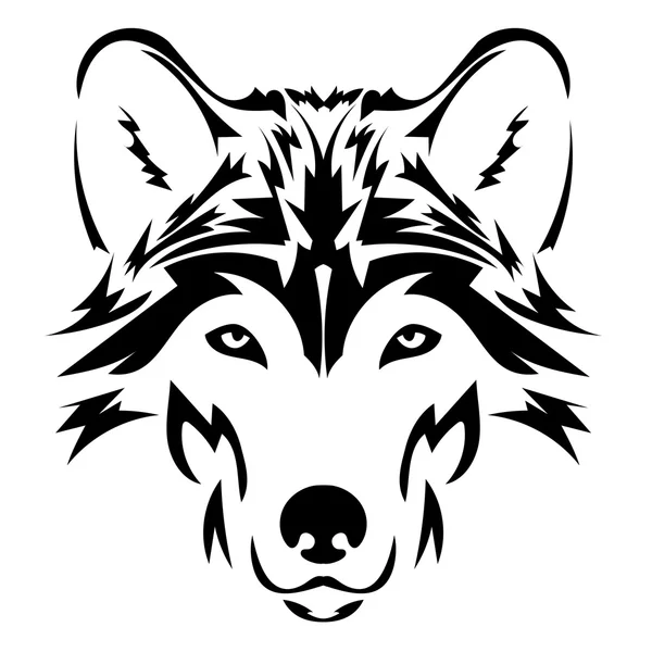 Hermosa cabeza de lobo tattoo.Vector como elemento de diseño sobre fondo aislado — Archivo Imágenes Vectoriales