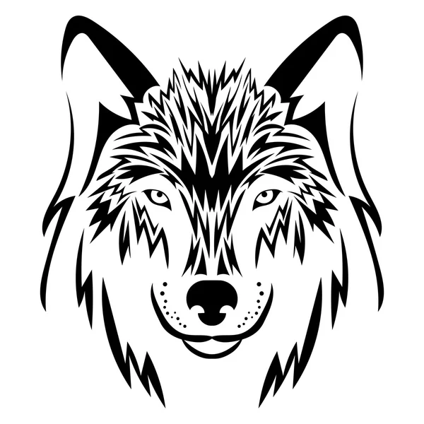 Beautiful wolf tattoo.Vector wolf's head as a design element on isolated background — Stock Vector