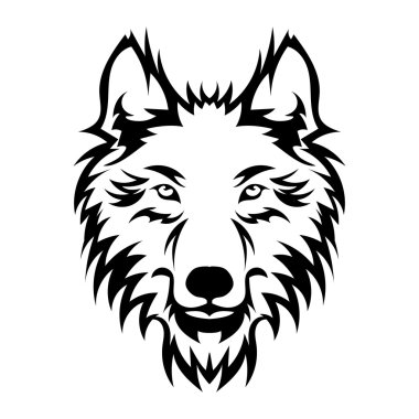Güzel bir kurt dövmesi. Vector Wolf 'un kafası izole edilmiş bir arka planda tasarım elementi.