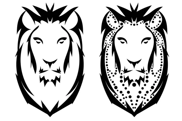 矢量图的狮子脸黑色和白色纹身 — 图库矢量图片