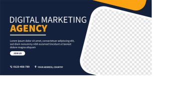 Yaratıcı dijital iş ajansı sosyal medya şablon tasarımı. Banner promosyonu. Şirket reklam tasarımı
