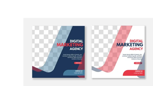 Agencia Negocios Digital Creativa Diseño Plantillas Post Social Media Promoción — Vector de stock