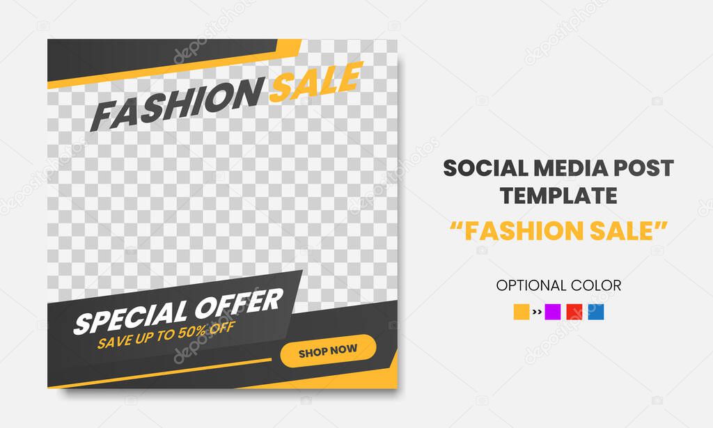 Creative Fashion sale promo social media post template design banner with black color style. good for online business promotion vector design
