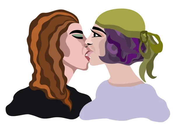 Vektör, kızları öpmenin resimlerini izole etti. Dünya Öpüşme Günü.