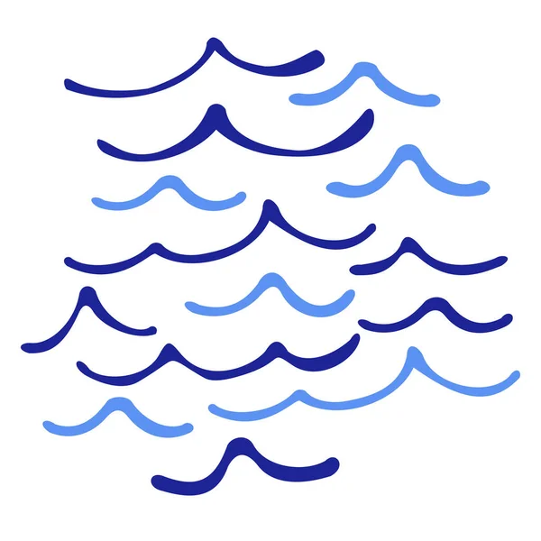 Mavi dalgaların izole edilmiş vektör çizimi. Açık mavi ve koyu mavi zigzaglar beyaz arkaplanda.