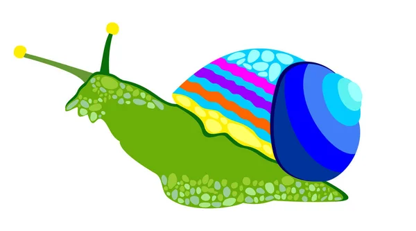 Vektor Isolierte Illustration Der Hellgrünen Schnecke Mit Buntem Gehäuse lizenzfreie Stockvektoren