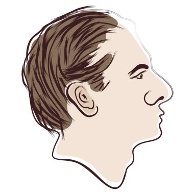 Beyaz arka planda izole edilmiş bir adamın profili.