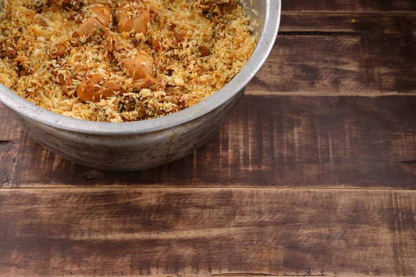 Dum Frango Biriyani Imagem Close Kerala Thalassery Biriyani Que Misturado — Fotografia de Stock