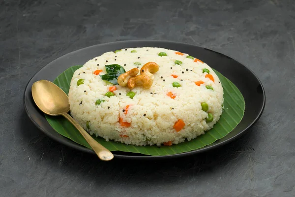 Upma Hecho Samolina Rava Upma Más Famoso Desayuno Indio Del — Foto de Stock