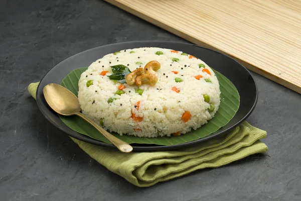 Upma Hecho Samolina Rava Upma Más Famoso Desayuno Indio Del —  Fotos de Stock