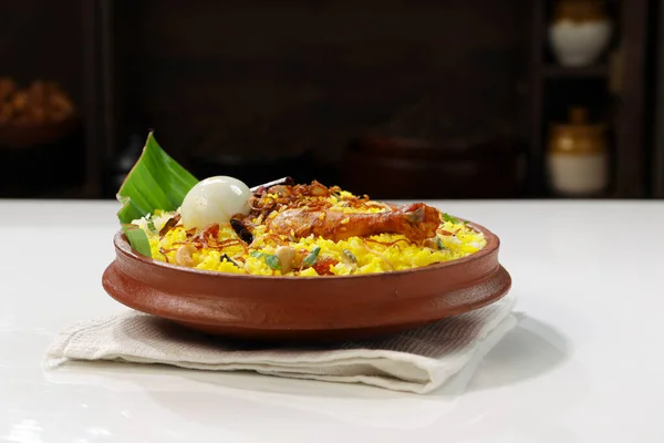 Chicken Biryani Kerala Stijl Kip Dhum Biriyani Gemaakt Met Behulp — Stockfoto