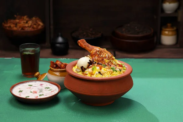 Frango Biryani Querala Estilo Frango Dhum Biriyani Feito Com Arroz — Fotografia de Stock