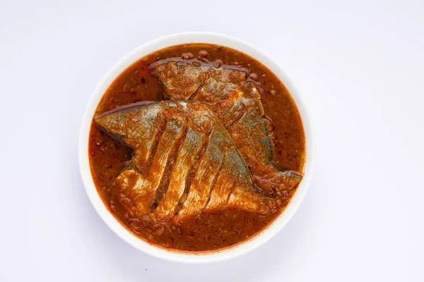 Weißes Masala Pomfret Curry Südindischen Stil Mit Dicker Roter Soße — Stockfoto