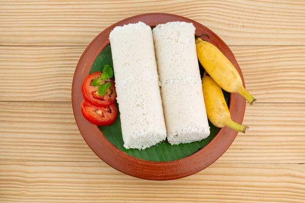 Puttu Arroz Blanco Puttu Kerala Platos Especiales Desayuno Hechos Con — Foto de Stock