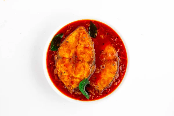 Fish Curry_ Seer Fish Traditional Indian Fish Curry Kerala Special — Stock Photo, Image