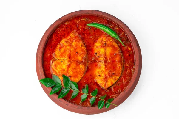 Peixe Curry Seer Peixe Tradicional Peixe Indiano Caril Kerala Especial — Fotografia de Stock