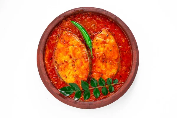 Peixe Curry Seer Peixe Tradicional Peixe Indiano Caril Kerala Especial — Fotografia de Stock