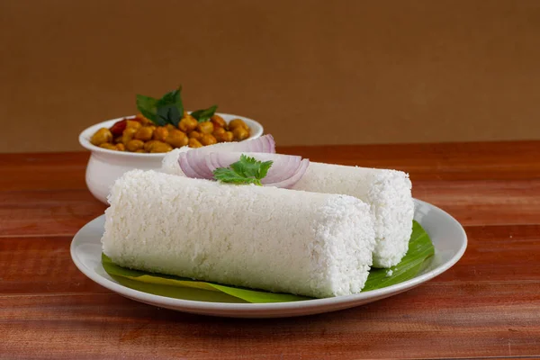 Puttu Raw Rice Puttu Arisi Maavu Puttu Chana Kadala Curry — Foto de Stock