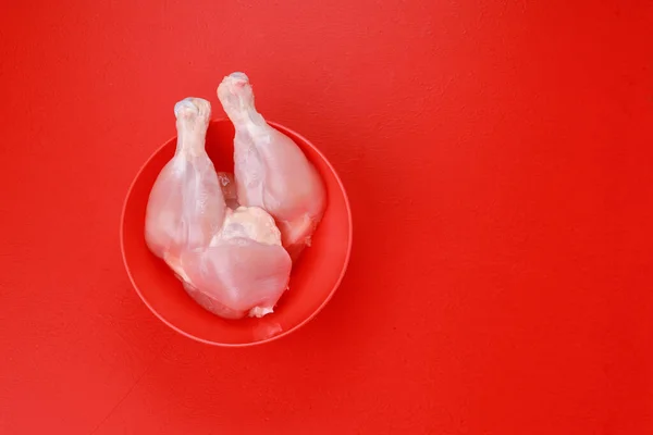 Jambe Cuisse Poulet Entière Crue Sans Peau Disposée Dans Bol — Photo