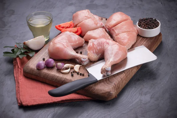 Pernas Frango Cru Sem Pele Frescas Baquetas Peito Frango Cru — Fotografia de Stock