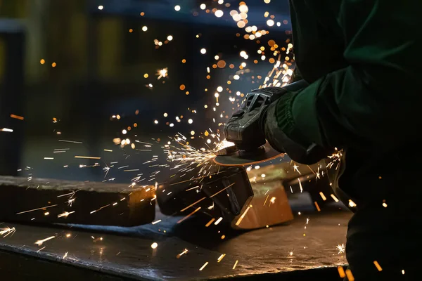 Metal Grinding Welding Works Sparks — стоковое фото