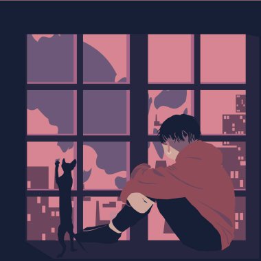 Kız pencereden şehrin kötü ekolojisine bakıyor.