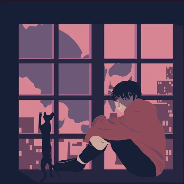 Kız pencereden şehrin kötü ekolojisine bakıyor.