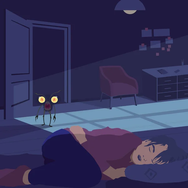 Uyuyan kıza yaklaşan bir hayalet var.