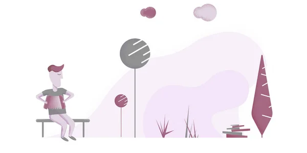 Akordeon çalan bir adamın düz stil çizimi