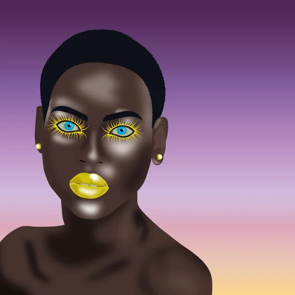 Parlak sarı makyajlı güzel kız.