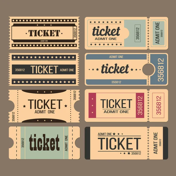 Çeşitli renklerde retro stil biletleri